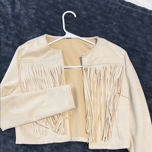 Cream Fringe Jacket